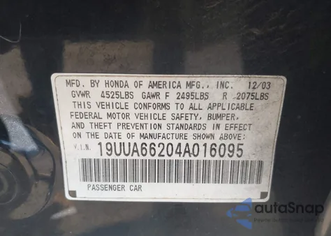 2004 Acura Tl from USA, damaged, VIN 19UUA66204A016095